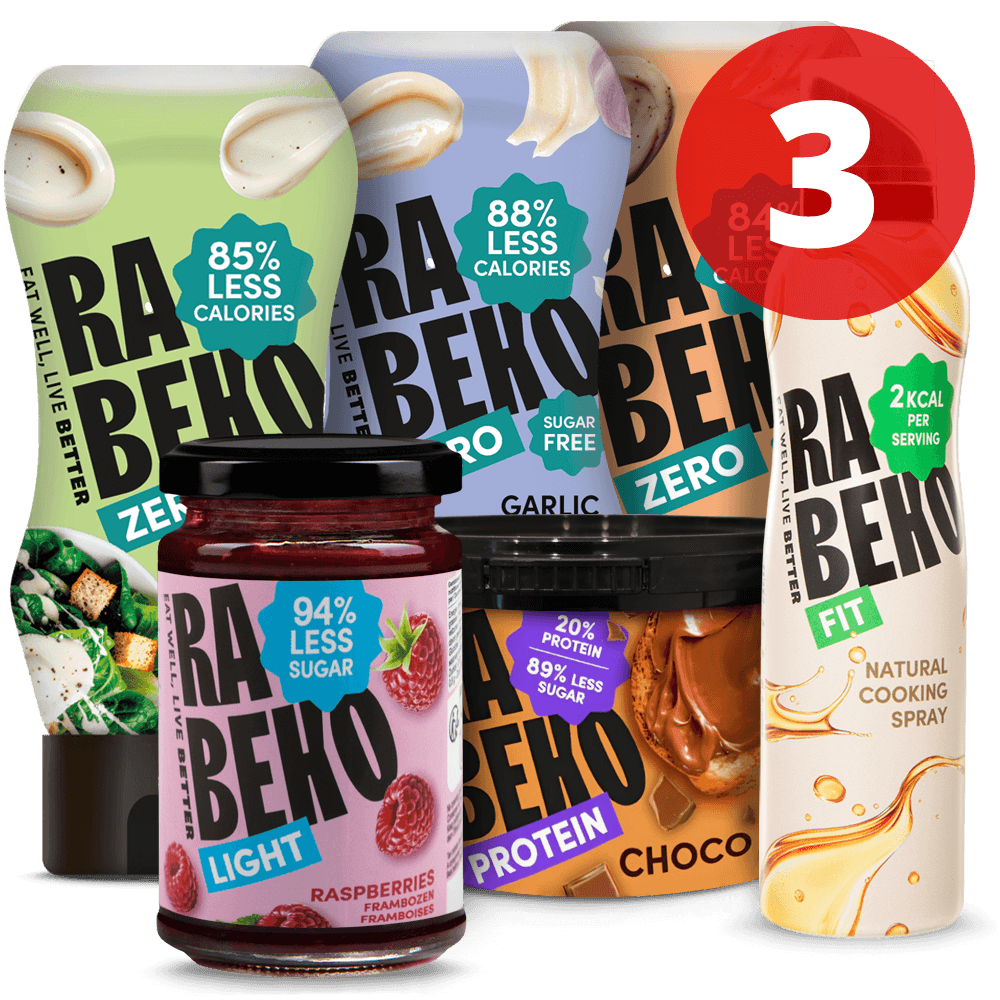 3 Mixed Rabeko (Topping, Dressing, Sauce, Jam, Cooking Spray)