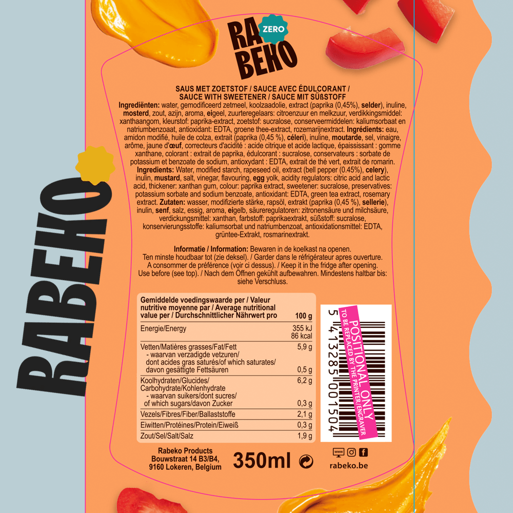 Rabeko Zero Bell Pepper Mayo Andalouse - 350ml.