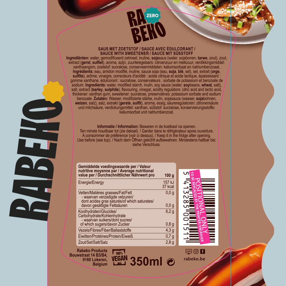 Rabeko Zero Teriyaki Sauce - 350ml.