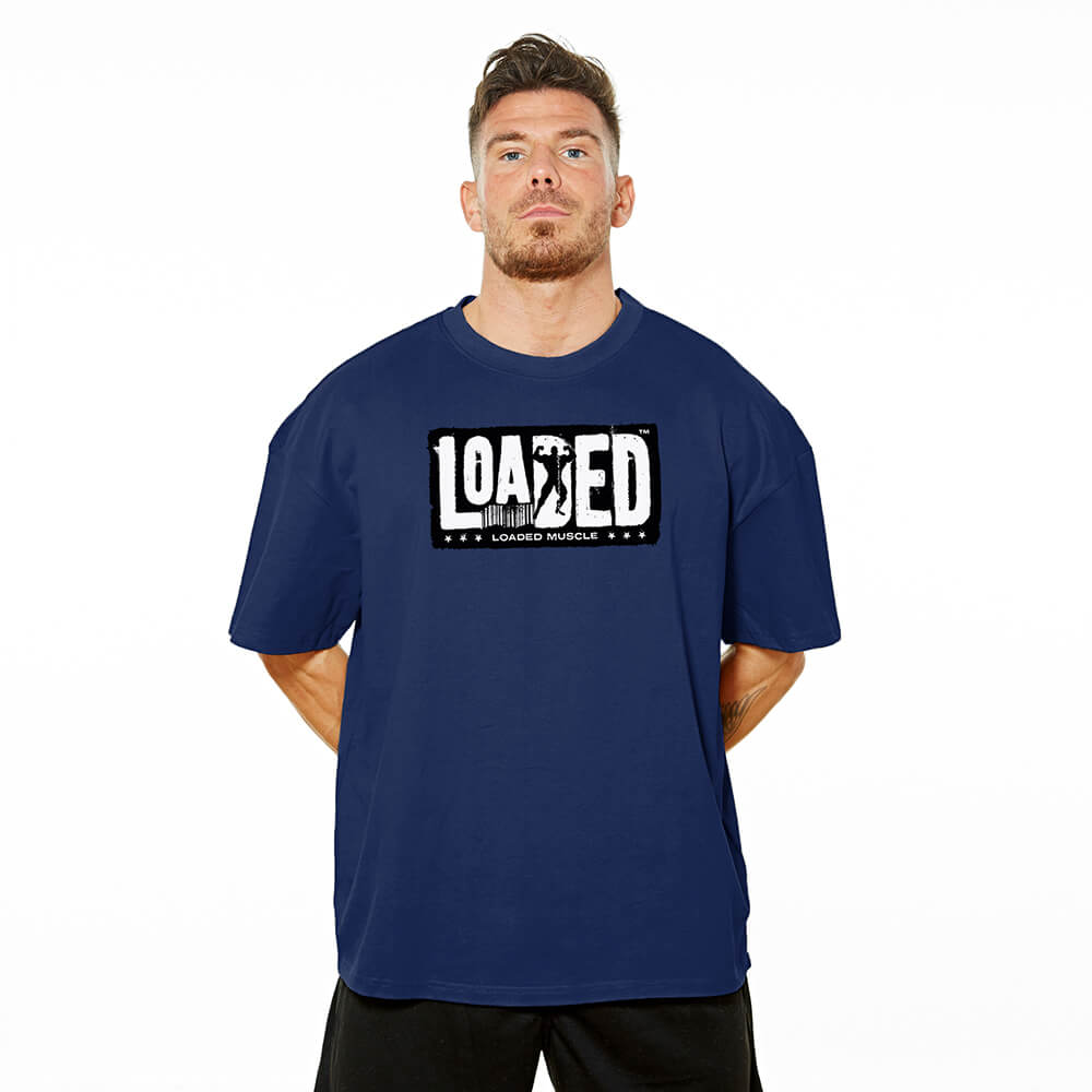 Loaded Barcode Oversize Tee - Navy