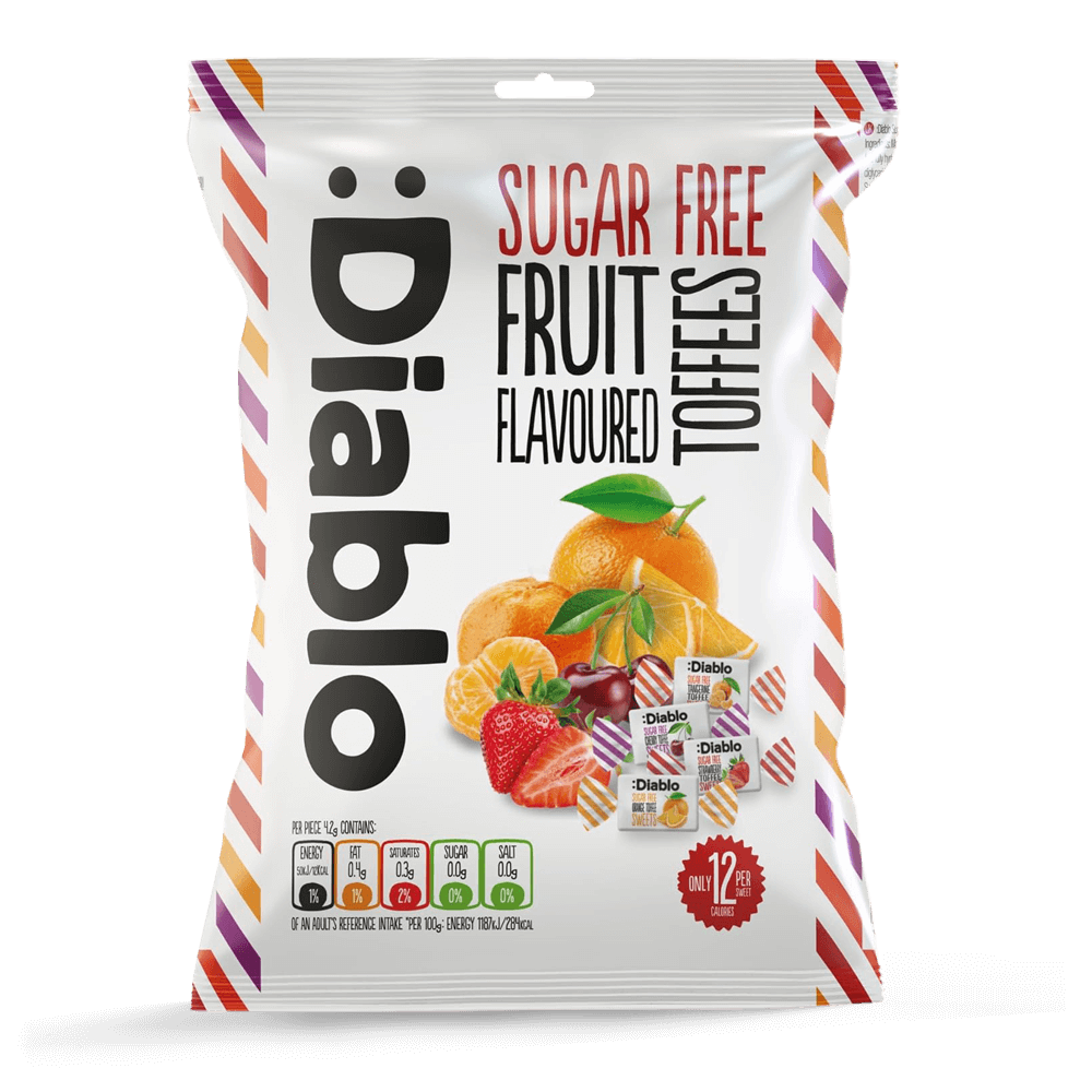Fruit Flavoured Toffee Sweets - 75g. (Sugar Free)