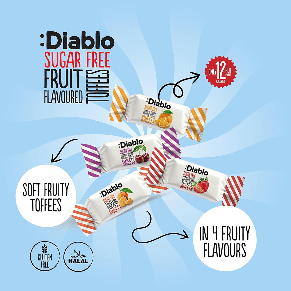 Fruit Flavoured Toffee Sweets - 75g. (Sugar Free)