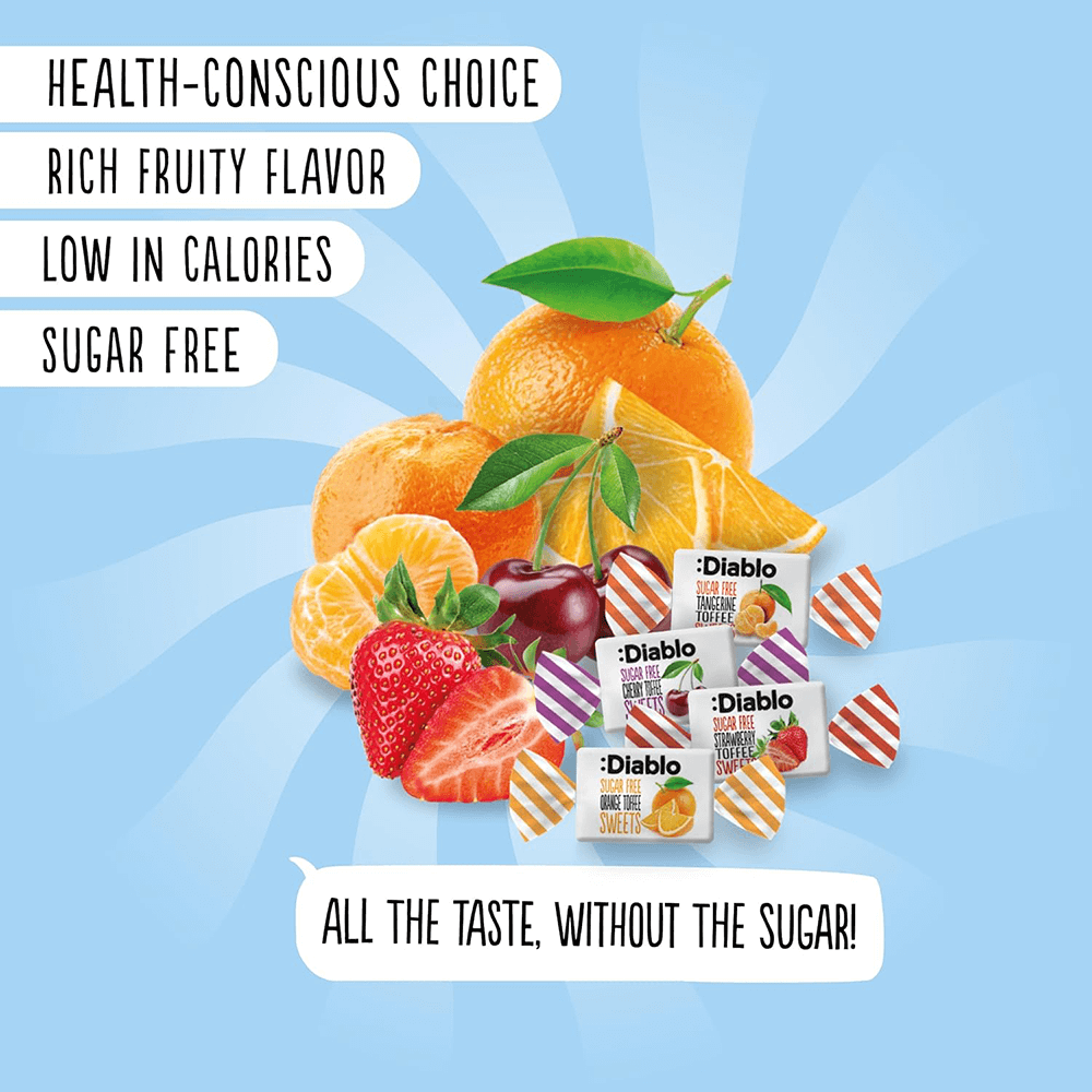 Fruit Flavoured Toffee Sweets - 75g. (Sugar Free)