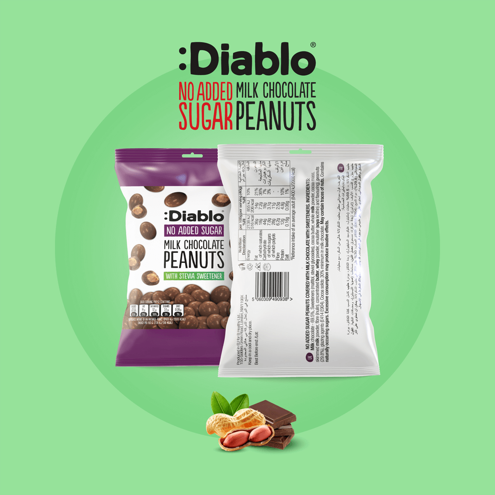 Diablo Milk Chocolate Peanut - 40g. (No Added Sugar)