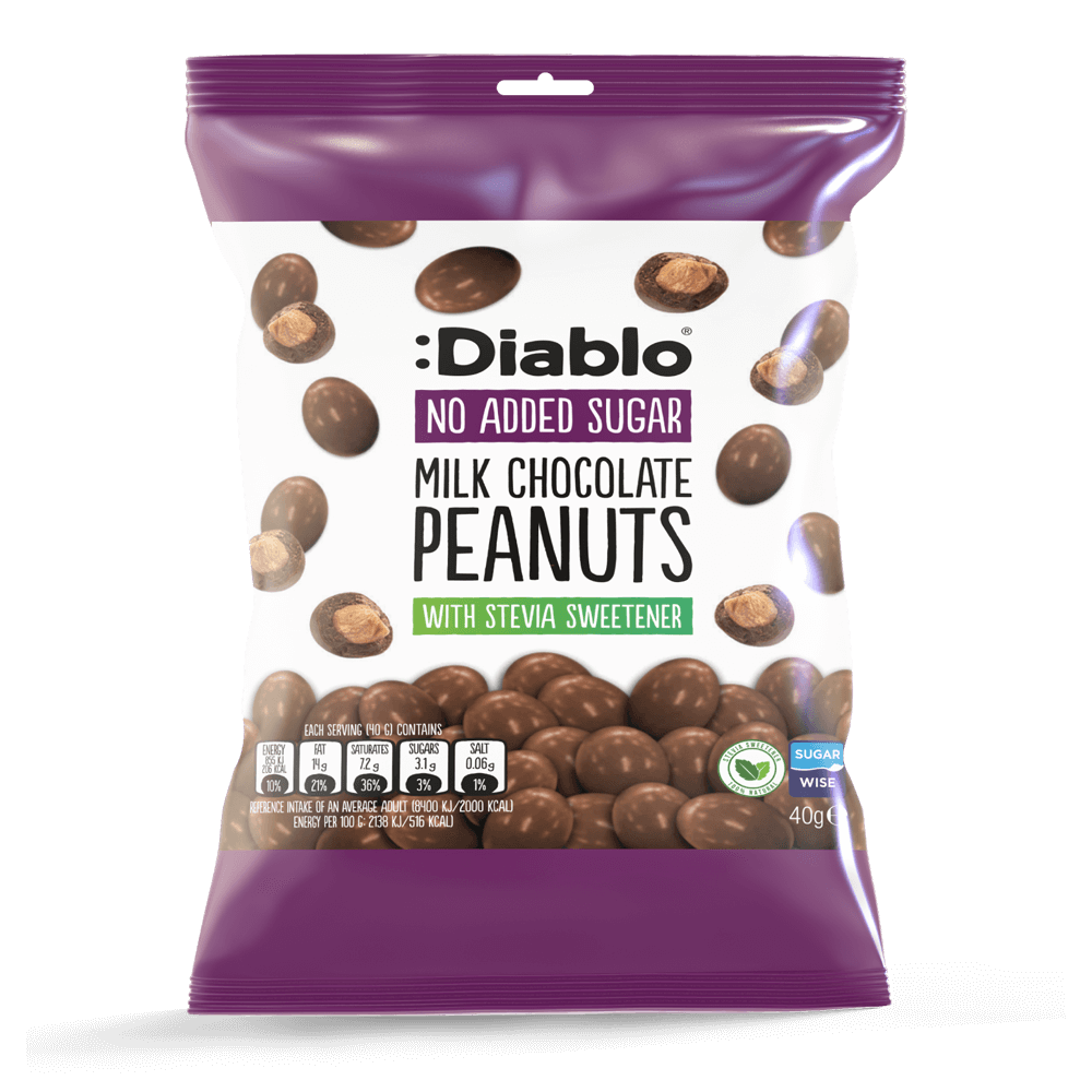 Diablo Milk Chocolate Peanut - 40g. (No Added Sugar)