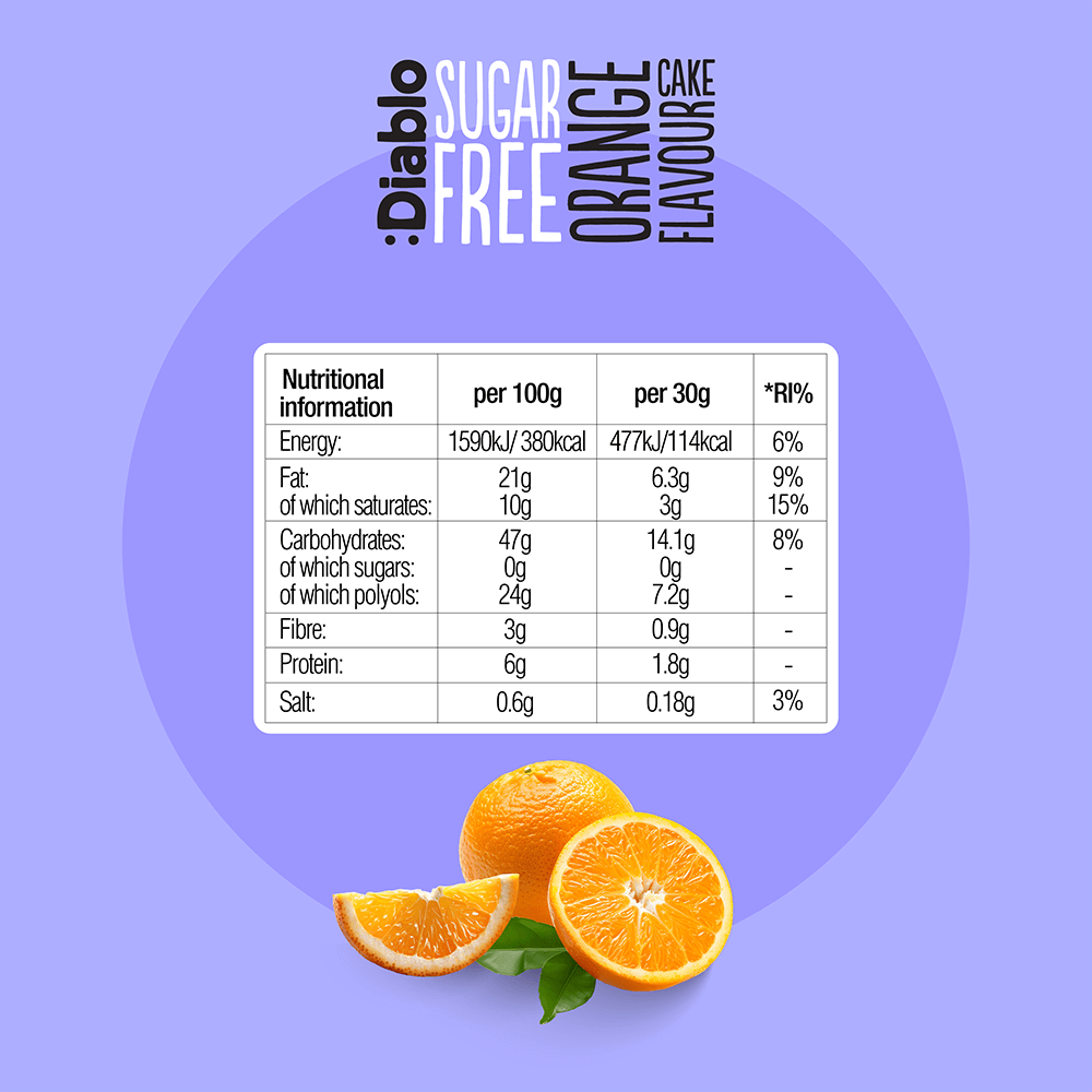 Diablo Sugarfree Orange Flavor Cake - 200g.