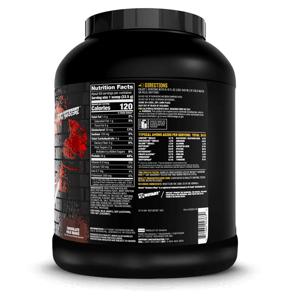 Mutant Hardcore Whey Chocolate Milkshake - 2270g.