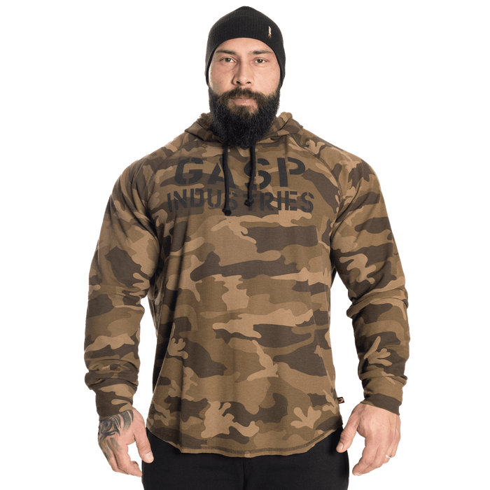 Long Sleeve Thermal Hoodie - Green Camo Print