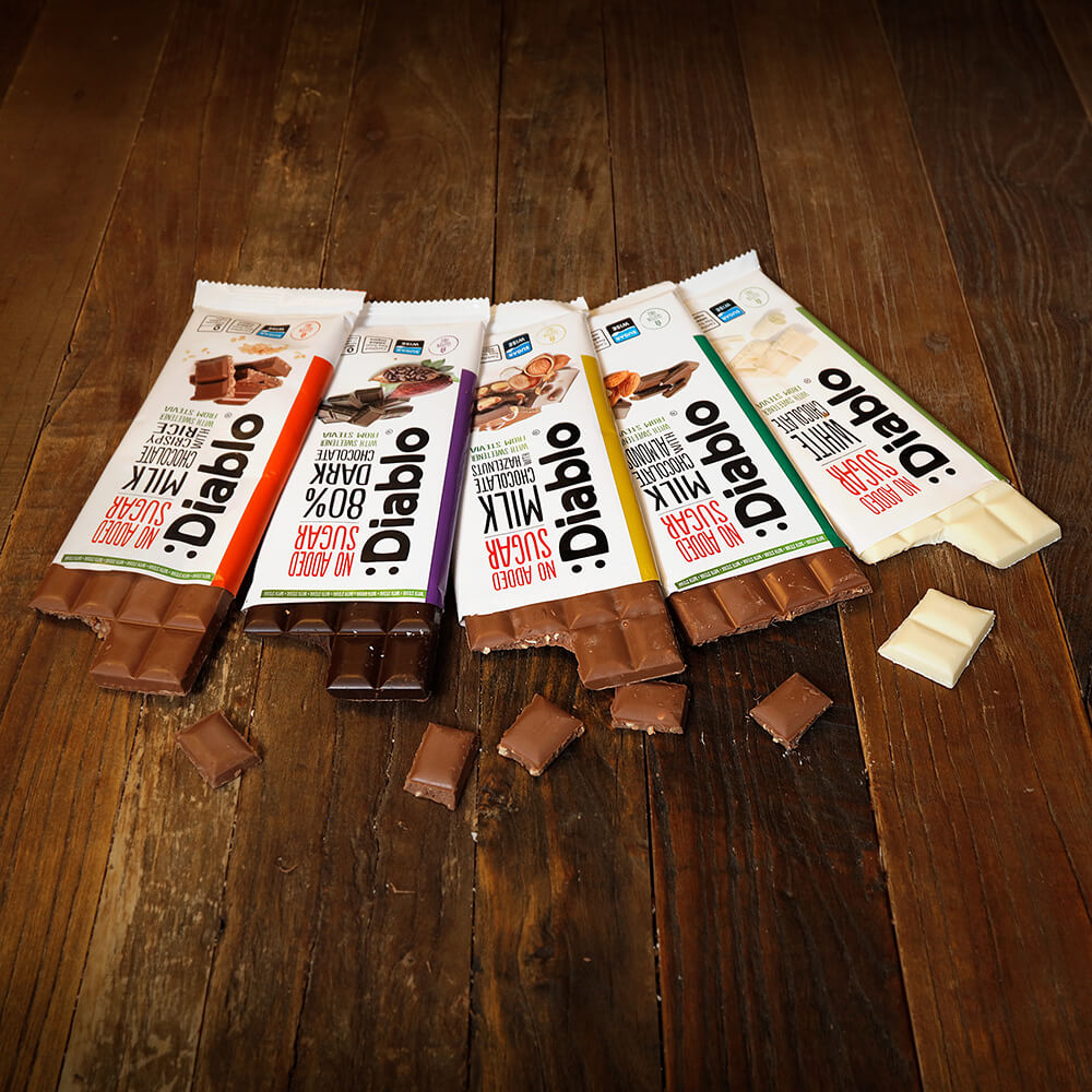 Diablo Milk Chocolate Crispy Rice - 75g. (No Added Sugar)