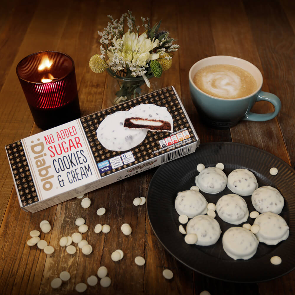 Diablo White Chocolate Cream Cookies - 128g. (No Added Sugar) (12/4-25)