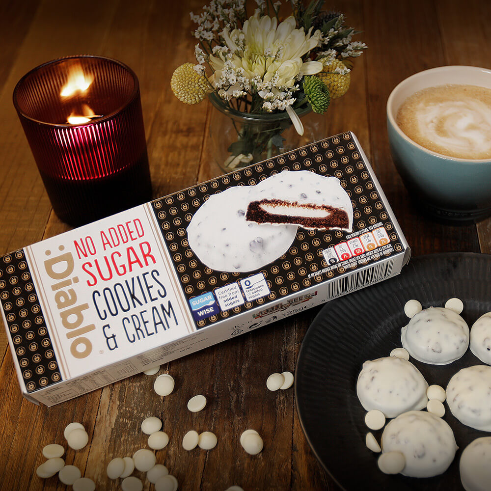 Diablo White Chocolate Cream Cookies - 128g. (No Added Sugar) (12/4-25)