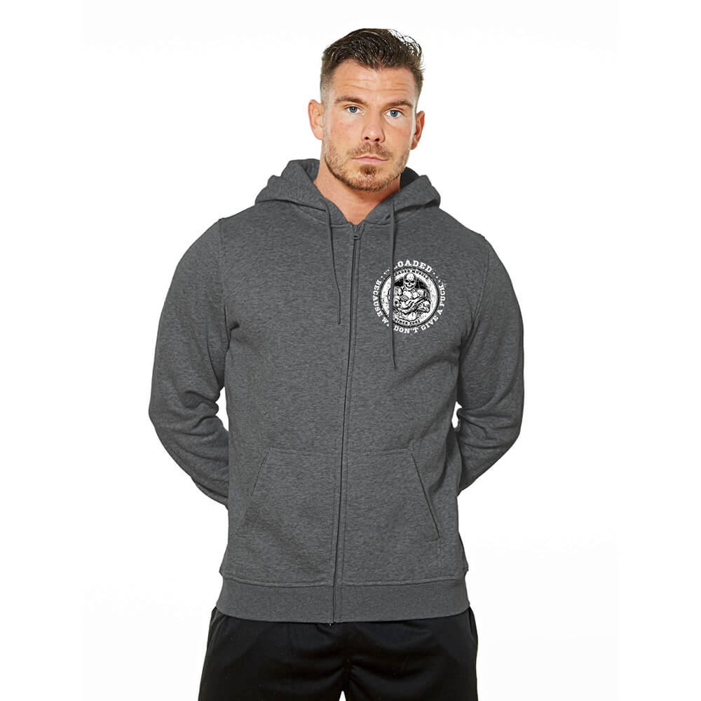 We Don't Give A Fuck Zip Hoodie - Charcoal