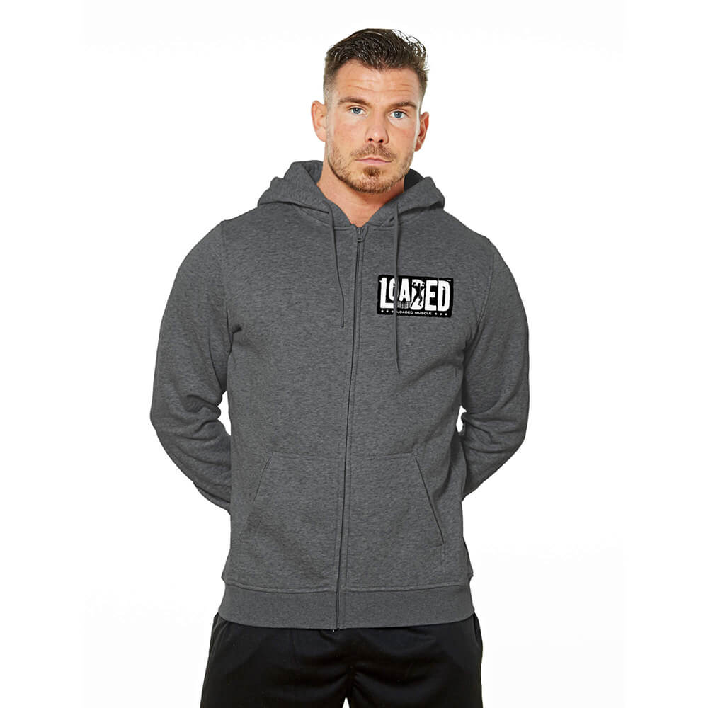 Loaded Barcode Zip Hoodie - Charcoal