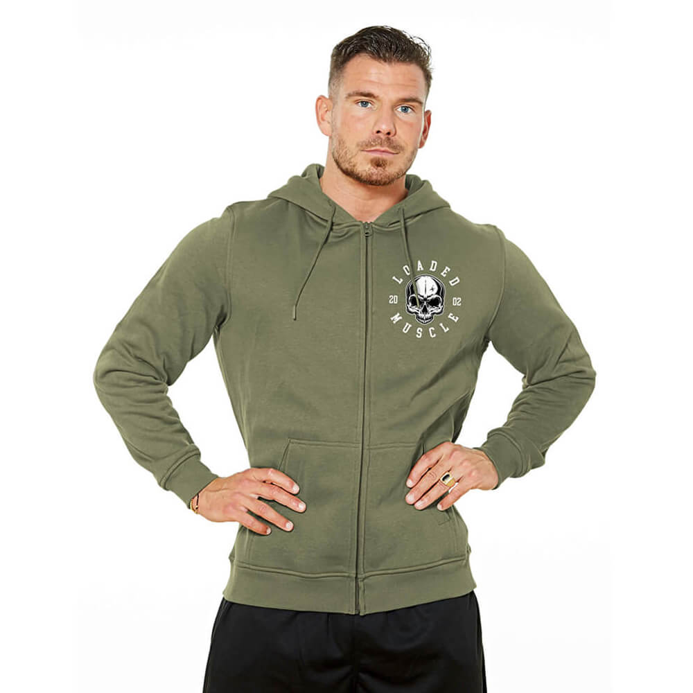 Loaded Skull Zip Hoodie - Washed Green