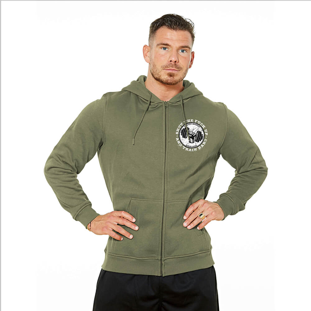 Shut The Fuck Up Zip Hoodie - Washed Green