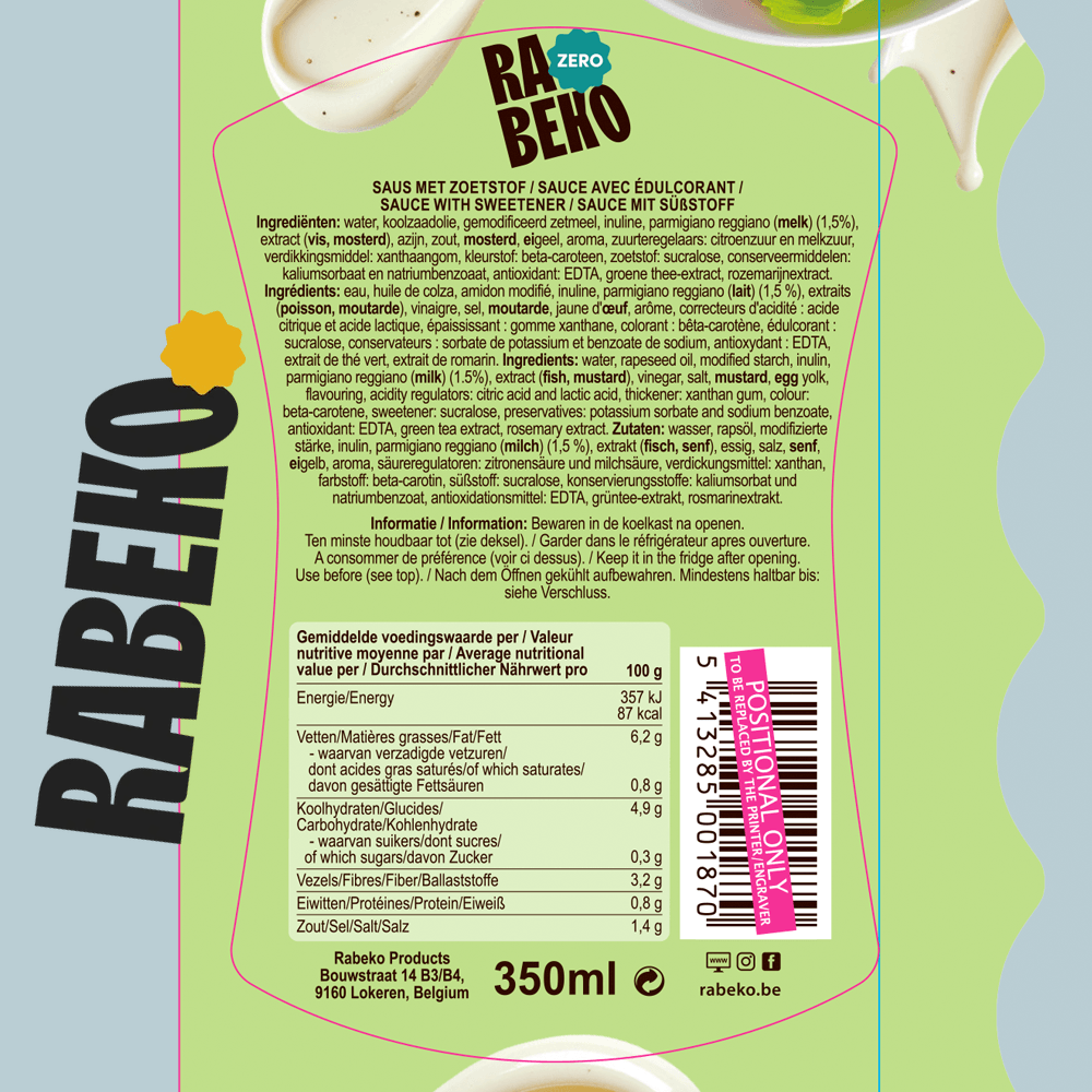 Rabeko Zero Caesar Dressing - 350ml.