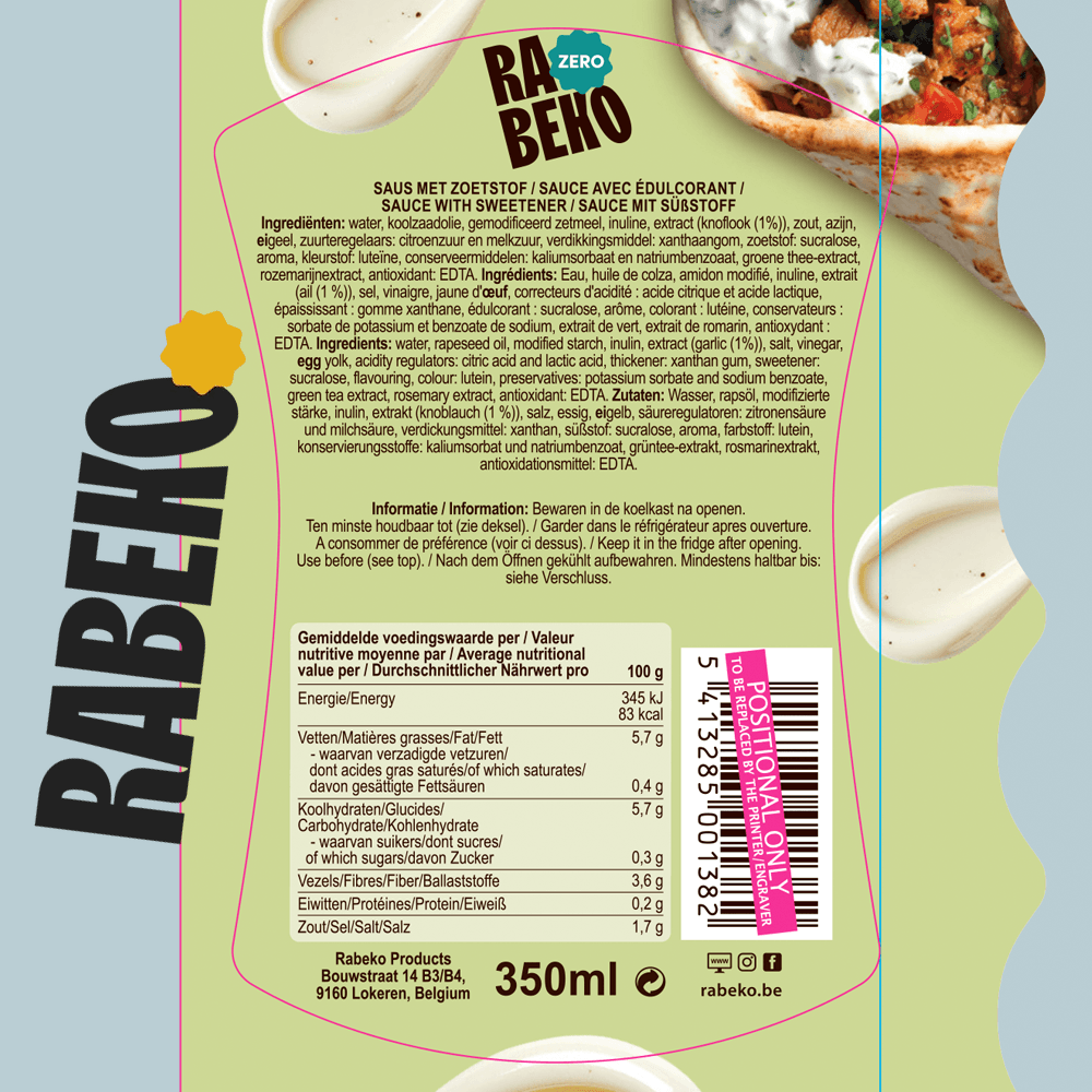 Rabeko Zero Kebab Sweet & Creamy Garlic - 350ml.