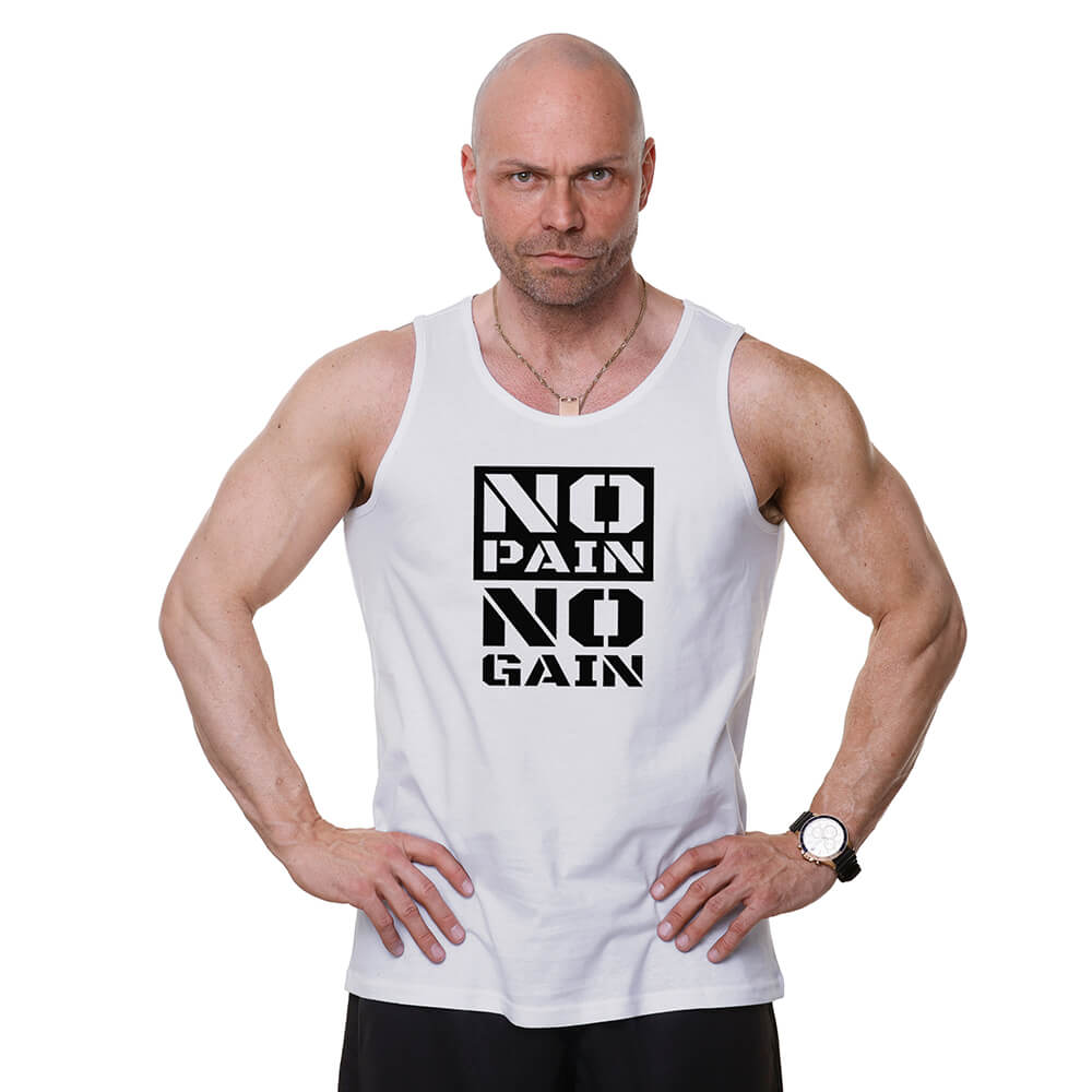 No Pain No Gain Tank - White