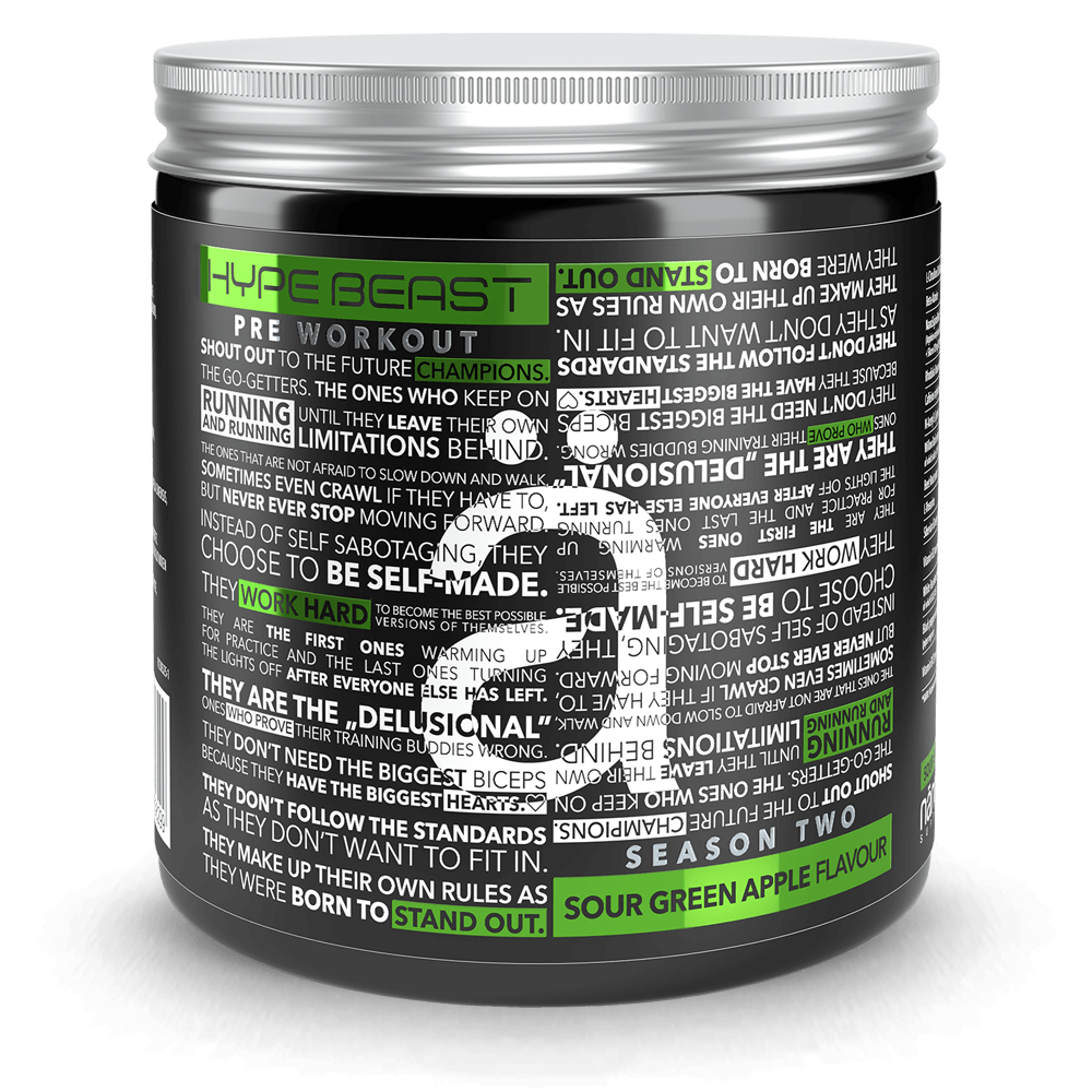 HypeBeast Pre-Workout Sour Green Apple - 320g.