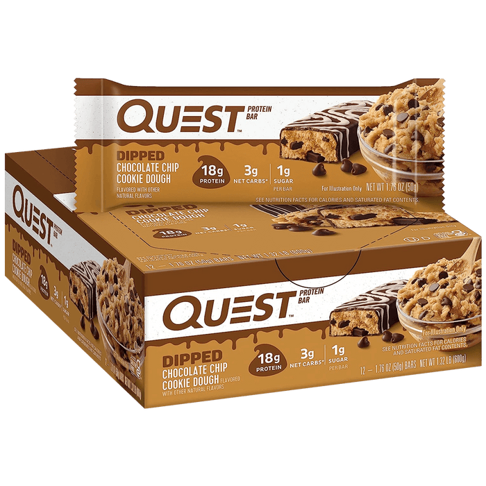 Quest Protein Bar Dipped Chocolate Chip Cookie Dough - 12x50g.