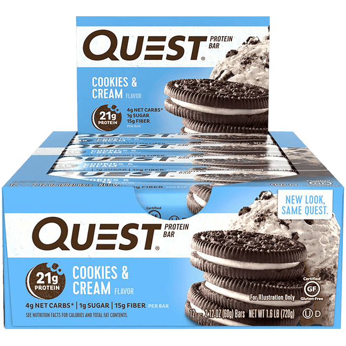 Quest Protein Bar Cookies & Cream - 12x60g.