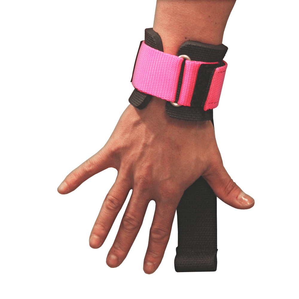 Power Lifting Straps with Dowel - Pink