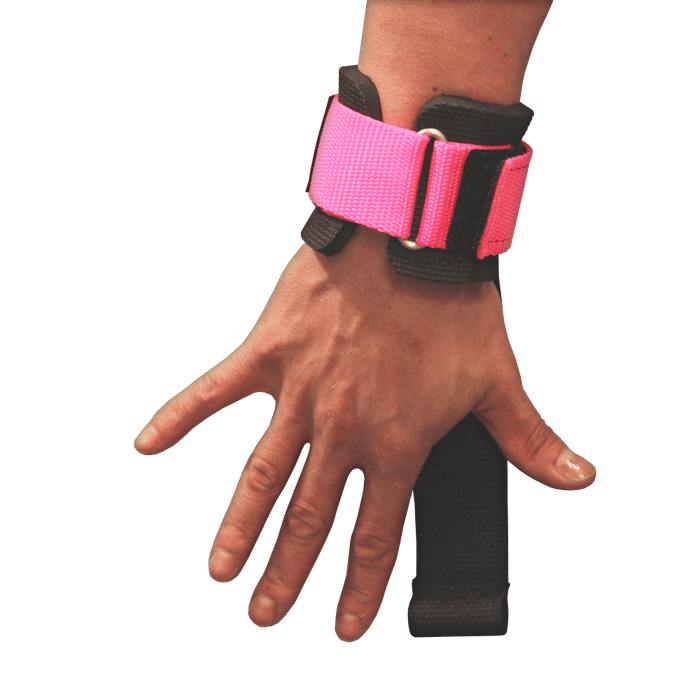 Power Lifting Straps with Dowel - Pink